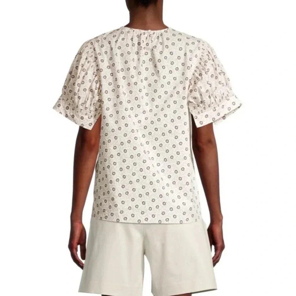 1113 Rebecca Taylor Speckled Fleur Poplin Blouse Size Small - Picture 3 of 10